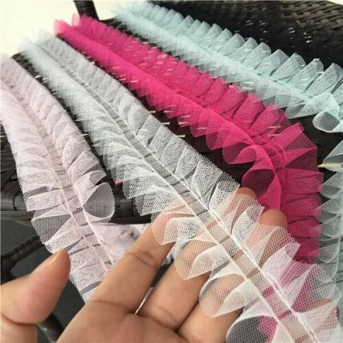 10Yds/lot 5 cm wide multicolor mesh pleated lace curtain pillow costume doll dress skirt lace accessories AC576