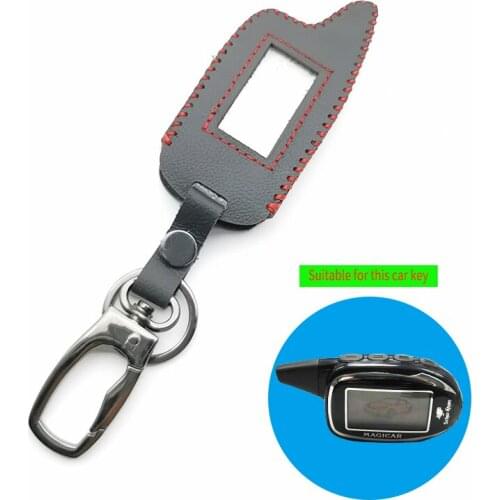 100% leather car key cover M7 Key Case Fob Remote Control LCD for Magicar Scher-khan 7/8/9/10/11/12 two-way car alarm shell