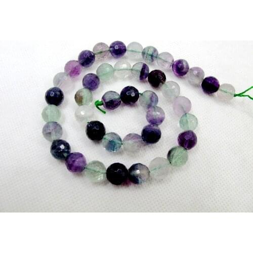 100% Natural Multi Rainbow Fluorite Stone Bead 10mm Faceted Round Loose Stone Jewelry Bead for Jewelry Making Gift 15.5" Length