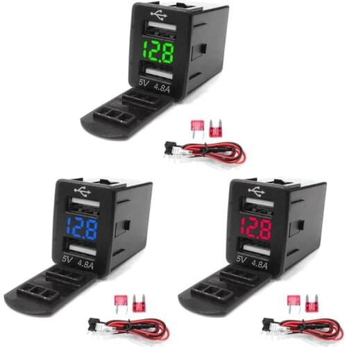 12V Dual USB Car Charger LED Voltmeter 4.8A Power Adapter For Nissan Smart Phone Jy22 19 dropship