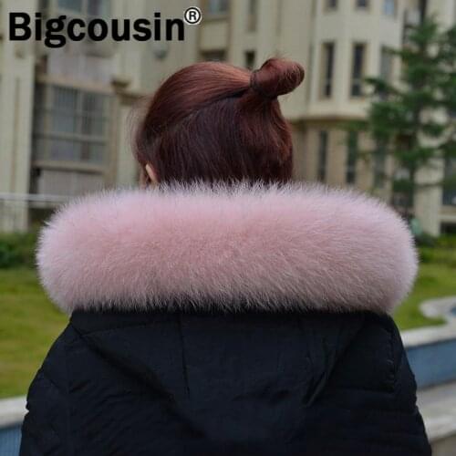 2021 100% Natural Fox Fur Collar For Women Hood Pink Real Fur Scarf Winter Warm Shawl Neck Cap Fashion Coat Collar Warps Luxury