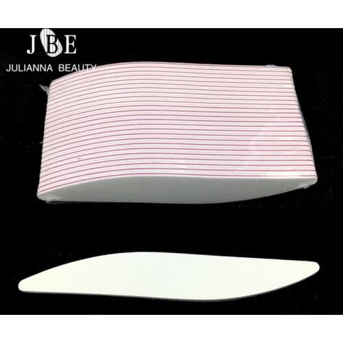 25pcs White Nail Files Moon Style Form Manicure Sanding Buffer Block 100/180 Kits Manicure Pedicure Tools wholesale