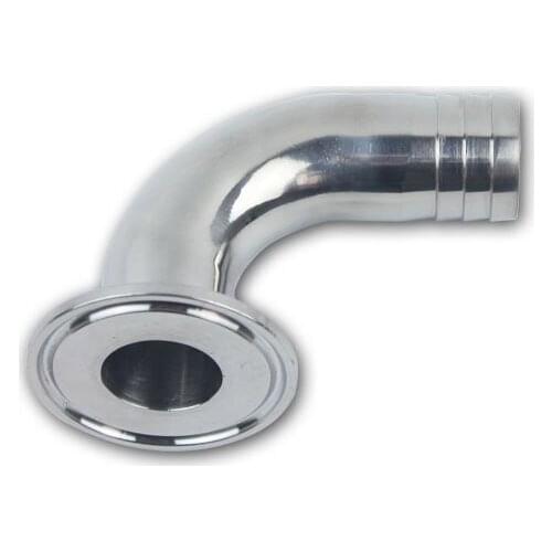 45mm 304 Stainless Steel Hose Barb Sanitary Ferrule 90 Degree Elbow Pipe Fitting