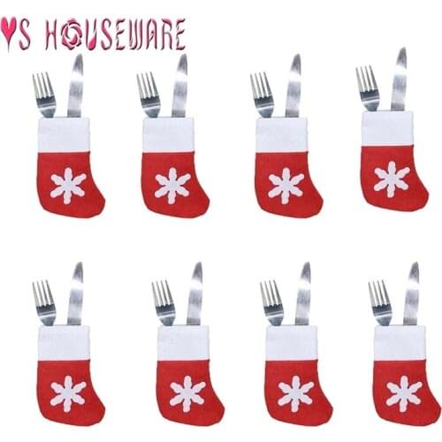 6/12PCS 2021 Christmas Decorations Christmas Knife And Fork Set Christmas Gift Bag ChristmasTree Ornaments Kids Gift Cutlery Set