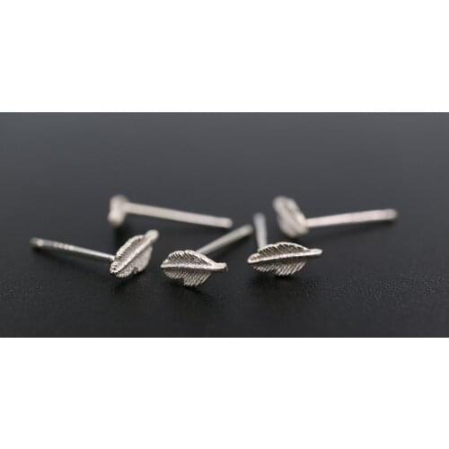 7MM Solid 925 Sterling Silver Tree Leaf Studs Earrings 1702211