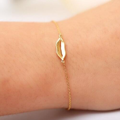 Free shipping vintage jewelry accessories handmade chain lip Pendant Gold/Sliver PlatedStainless Steel Bracelet 2017