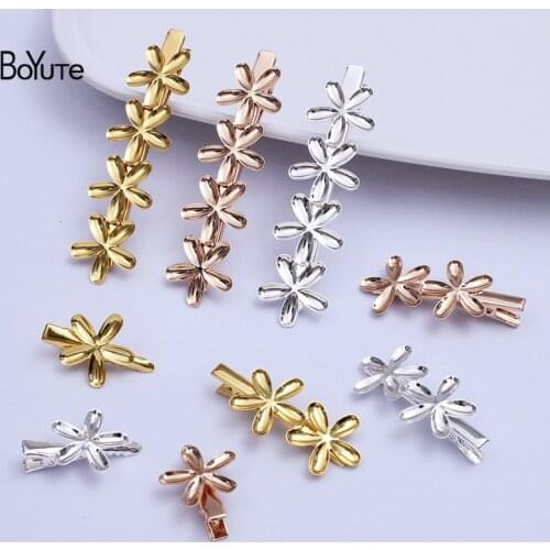 BoYuTe (20 Pieces/Lot) Metal Iron Five-Petal Flower Hair Clip Base Korean Style DIY Handmade Hair Accessories Materials