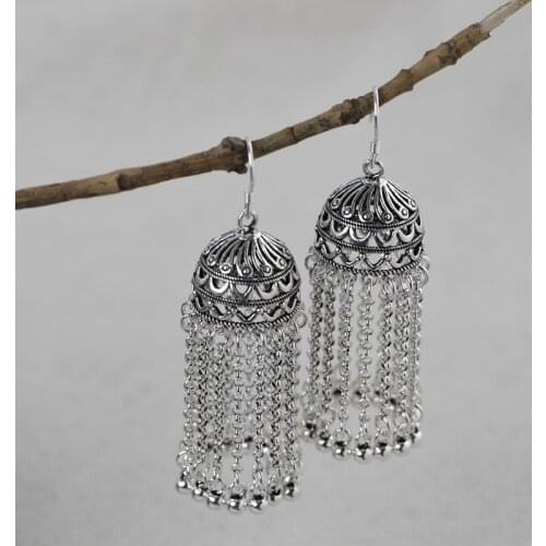 FNJ Tassel Earrings 925 Silver Original Pure S925 Sterling Silver Big Long Drop Earring for Women Jewelry