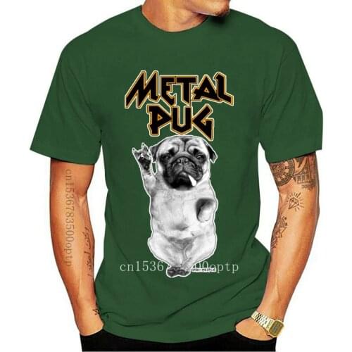 Metal Pug T Shirt Genuine mens T-shirt cotton jersey