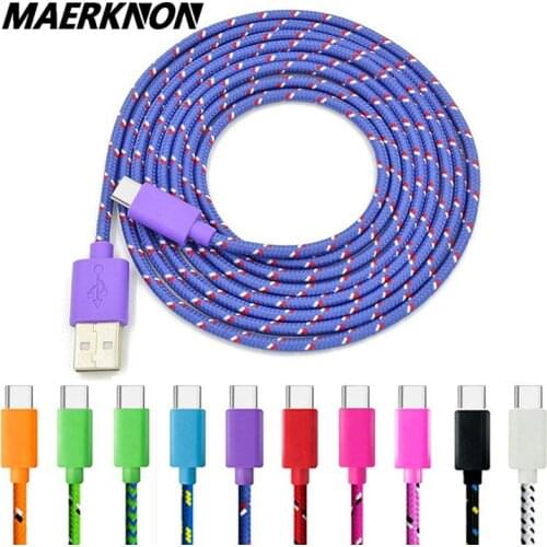 Fast Charging Type C Cable USb C Cable Type-c Charge Data Cord Mobile Phone Cables For Samsung S10 Xiaomi Mi9 Huawei Nylon Cable