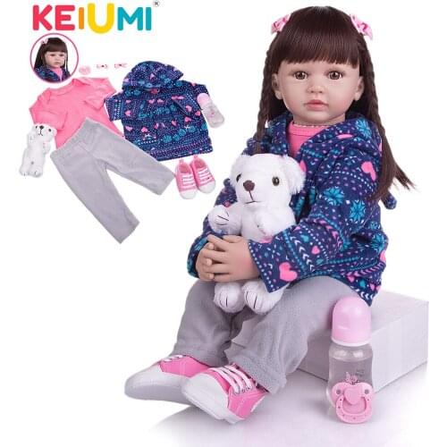 KEIUMI 24 Inch Reborn Baby Dolls Cloth Body Silicone Vinyl Realistic Bebe Reborn Menina Toys For Kids Birthday Surprises