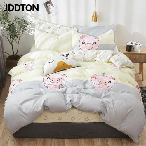 JDDTON Classical Bedding Set Happy Pink Pig Bed Linen Duvet Cover Set AB Side Bed Sheet Set Pillowcase Cover BE068