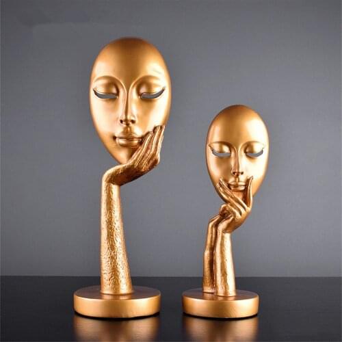 Creative Nordic Home Decoration Abstract Figure Sculpture Woman Face Mask Model Statue Resin Art Crafts Ornaments Home Decor