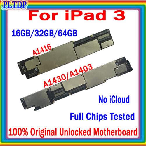 Mainboard for ipad 3 Wifi Version / Wifi-3G Version Motherboard Full Chips,Original unlocked for ipad 3 Logic board,Free iCloud