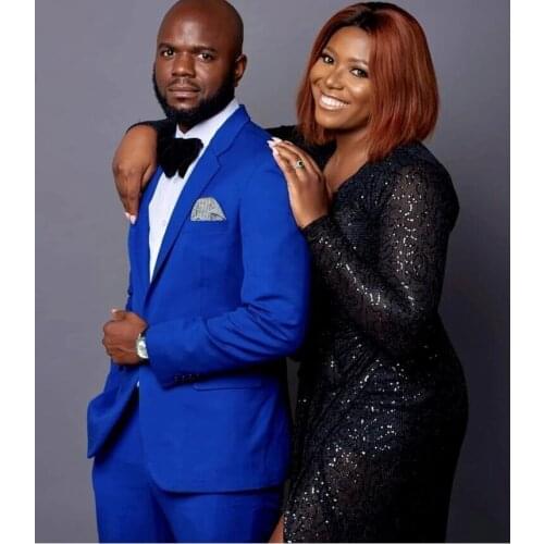 Fashion Royal Blue Notch Lapel Costume Homme Men Suits Prom Slim Fit Tuxedo Wedding Groom Terno Masculino Blazer 2 Pieces