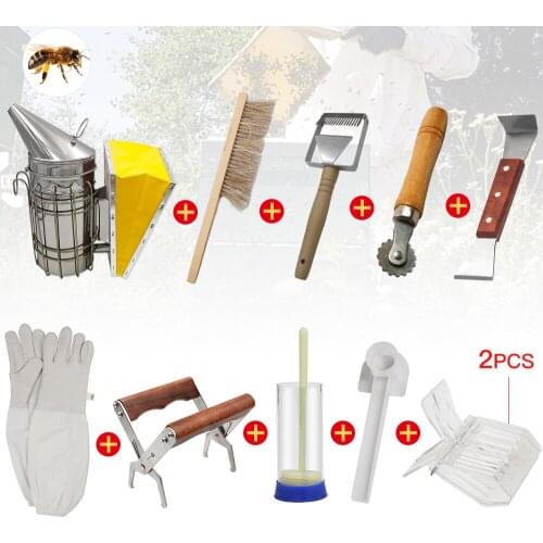 Beekeeping Bee Hive Smoker Kit Tools Equipment Set Queen Rearing System Cultivating Box Water Feeder Bee Clothing For Beekeeper