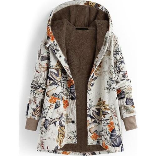 New Womens Winter Jacket Fashion Printing Plush Single-breasted Womens Jacket Simple Abrigos Mujer Invierno 2021 Qm
