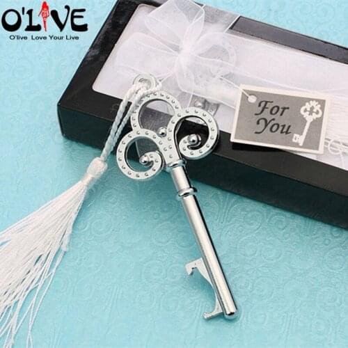 Silver Key Beer Bottle Opener Wine Baby Shower Party Favors Wedding Gifts Thank You Baptism Souvenirs Birthday Decoration