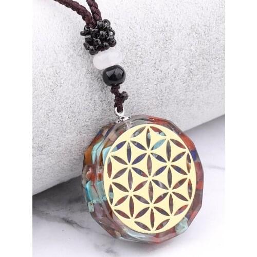 Orgonite Flower of Life Chakra Reiki Bioenergy Necklace
