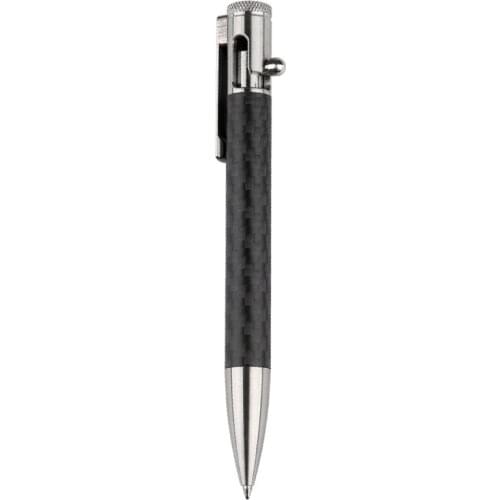 Bolt Action Pen Stainless Steel Head Carbon Fiber Body Tactical Writing Ball Point Pen for Office Business and Gift