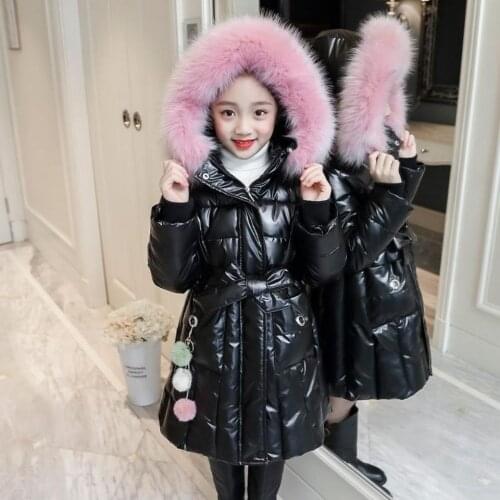 Russian Young Girls Warm Coat Winter Parkas Outerwear Teenager Outfit Children Kid Girls Fur Hooded Jacket for 5 6 8 10 12 Years