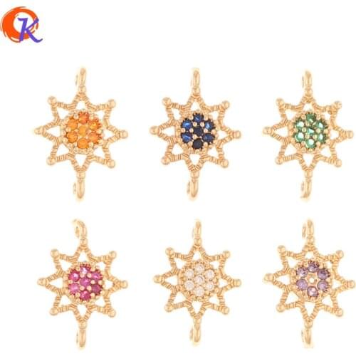 Cordial Design 50Pcs 10*18MM Jewelry Accessories/DIY Making/Hand Made/Star Shape/Earrings Connectors/CZ Charms/Earring Findings