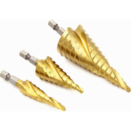 Spiral groove Titanium plating step drill HSS4241 Hex shank subland drill pagoda drill hole opener
