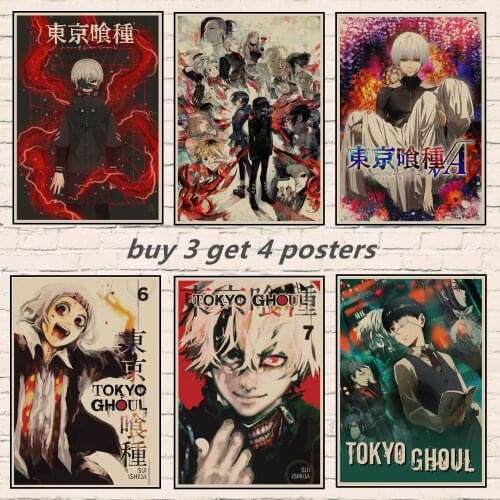 Tokyo Ghoul Classic Vintage Animation Poster Retro Kraft Paper anime Poster Wall Brown Bar Cafe Living Room Posters home decor