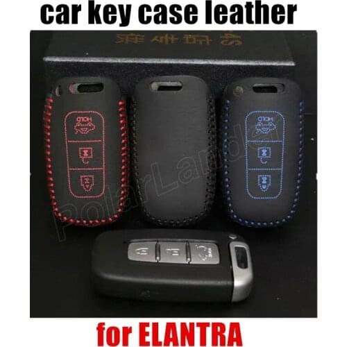 Only Red multifunction car key case Hand sewing car styling genuine quality leather car key cover DIY fit for HYUDNAI ELANTRA