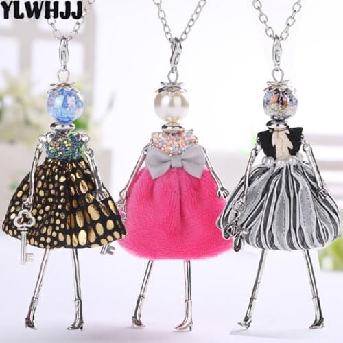 YLWHJJ brand doll cute women necklace & pendant long chain new handmade sweater girls necklace hot fashion Statement jewelry