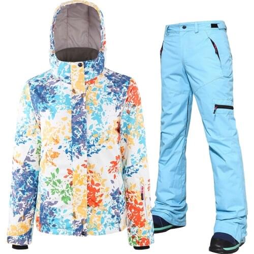 Women Ski Suit Winter Windproof Waterproof Snowboard Jacket+Snow Pants Suits Female Winter Outdoor Ski Warm Breathable Jacket