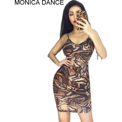 Women Sexy Stage Cheetah Leopard Print Mini Dress Clothes Bodycon Nightclub Dress Evening Party Club Short Mini Dress