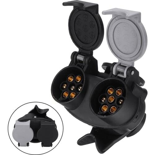 1pc 12V 13Pin To 2 Twin 7Pin Trailer Light Board Conversion Adapter Socket Plug Caravan Van Towing Accessories