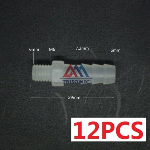 12 pieces 6mm-M6 Straight Connector Plastic pipe Fitting Barbed Connector with thread Material PP Tank Airline Aquarium