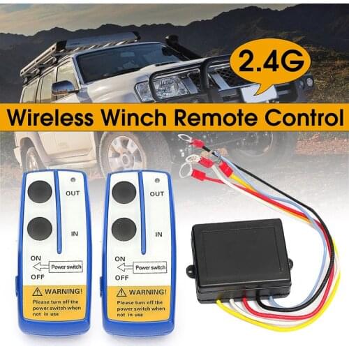 2.4G 12V 24V 50M Car Wireless Winch Electric Remote Control With Manual Transmitter Twin Handset For Truck ATV Truck Vehicle
