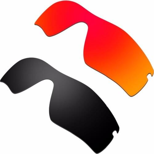 2 Pairs HKUCO For Radar Path Sunglasses Polarized Replacement Lenses-Red & Black