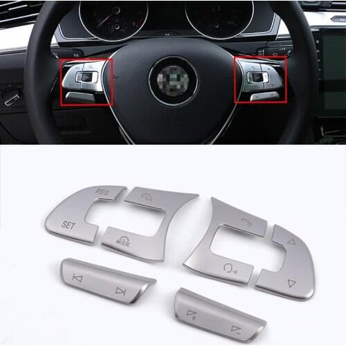 6 Pcs Steering Wheel Press Stickers Sequins Trim Frame For Volkswagen Golf 7 Passat B8 Tiguan L Interior Special Accessories