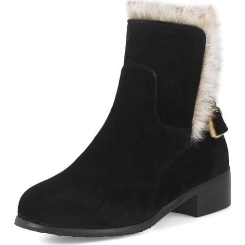 Big Size 9 10 11-15 boots women shoes ankle boots for women ladies boots shoes woman winter Leather shoes with buckle sleeve