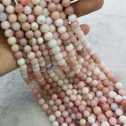 6-12mm Natural Pink Opal Stone Beads 15'' Round Green DIY Loose Beads For Jewelry Making Women Beads Bracelet Necklace