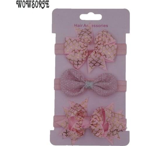 Baby Headband korean Hair bow Elastic Flower hair band Girls Bowknot Hairband hair Accessories Set Photography headwear 3Pcs/lot
