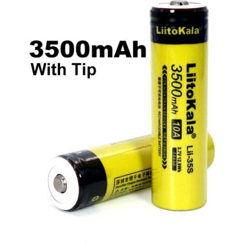 2 PCS. New LiitoKala Lii-35S 18650 Battery3.7V Li-ion 3500mAh lithium battery 3.5A For high drain devices.+DIY pointed