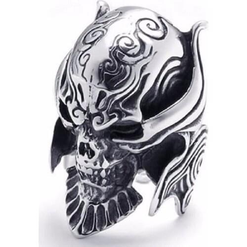 Best Unique High Fashion Gothic Casted Large Biker Mens Skull Stainless Steel Rings Black Silver color Size 7 to 15