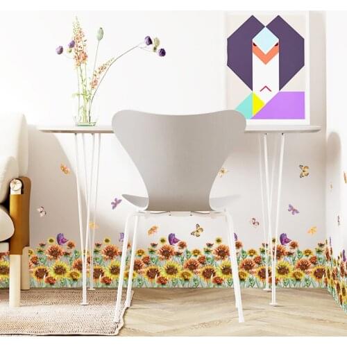 Creative Flowers Wall Stickers Kitchen Home Decor Living Room Skirting Line Wall Decals Warm Bedroom Wall Decoration
