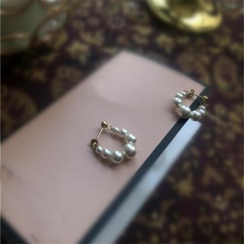 Liemjee14k Gold Filled Bead Pearl Circle Earrings Fashion Party Jewelry For Women Feature Namour Charm Gift All Seasons