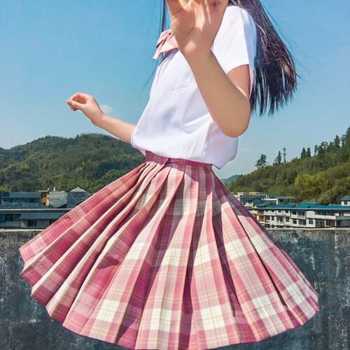 2021 Summer Woman Mini Skirts Harajuku Korean Style Fashion Cute Kawaii Skirts For Girls High Waist Plaid Pleated Skirt Women