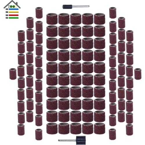 100pcs/set 80Grit Drum Sanding Kit 1/2 1/4 Inch Sand Mandrels Fit for Dremel Nail Drill Rotary Tools