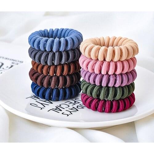 5PCS Mix Flax spring Hair Bands Silicon Rubber Spring Rubber Band Hair Scrunchie Girls Hair Accessories
