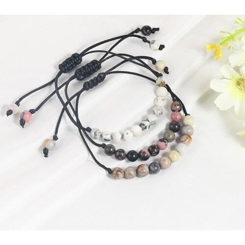 Natural Stone Beaded Bracelet Wax Rope Hand Woven Bead for Magnetic Health Protection Women Jewelry 6mm