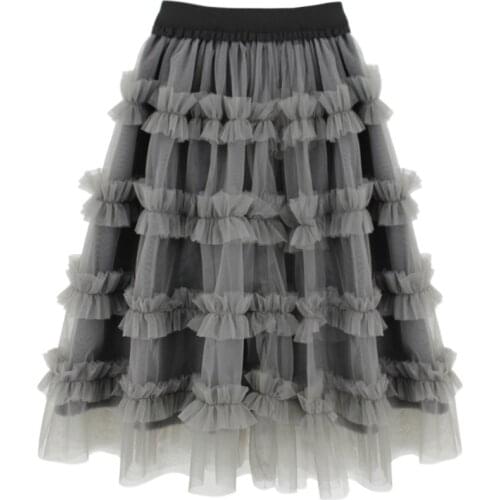 Newest 2-14Y Fancy Baby Girls Kids Long Ruffle Skirt Soft Nylon Tulle Skirts with Cotton Lining Princess Layered dress