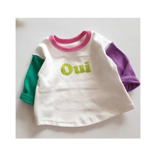 2021 Autumn New Arrival Girls Long Sleeve Cartoon Cotton T Shirt Kids Cotton Tops Boys and Girls Baby Long-sleeved Stitching Top